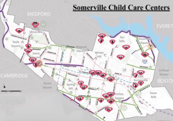 Somerville Child Care Centers Map